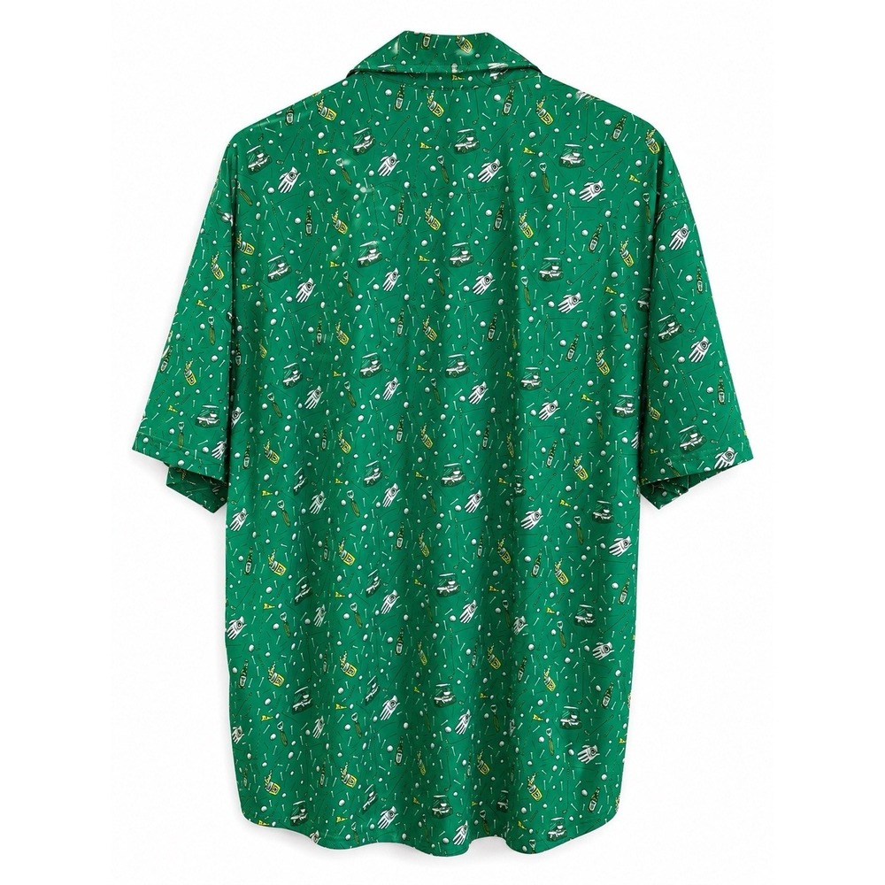 Old Row Golf Cart Polo Shirt 2XL Green Performance Stretch Golf Print NWT - Picture 2 of 6